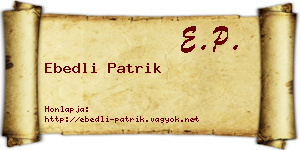 Ebedli Patrik névjegykártya